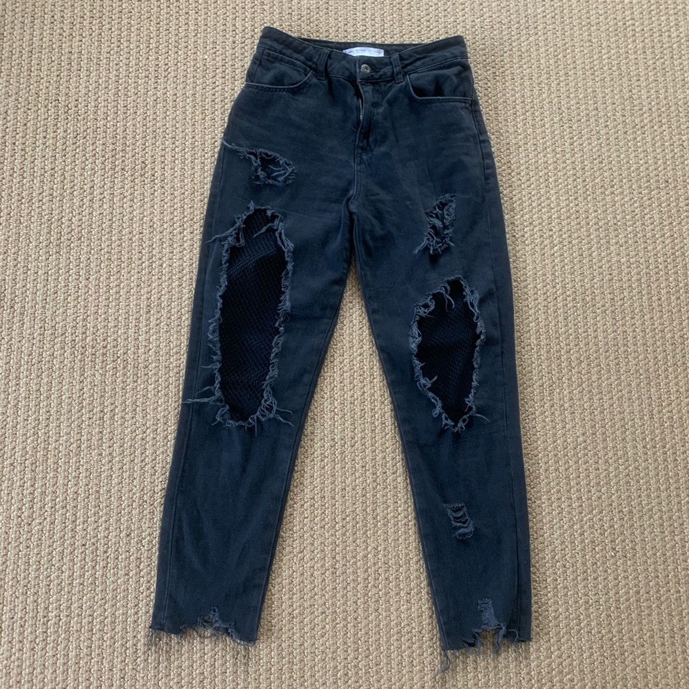 Zara black ripped jean